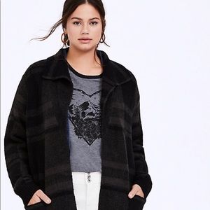 Grey Plaid Longline Cardigan Coat
11574885
